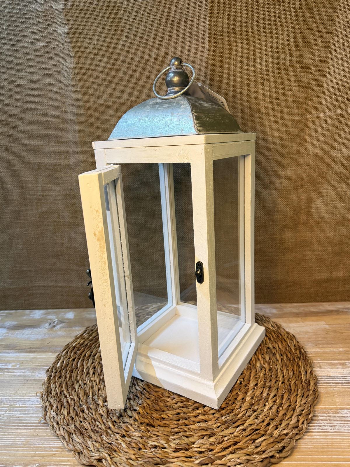 Farol madera blanca grande - Imagen 2