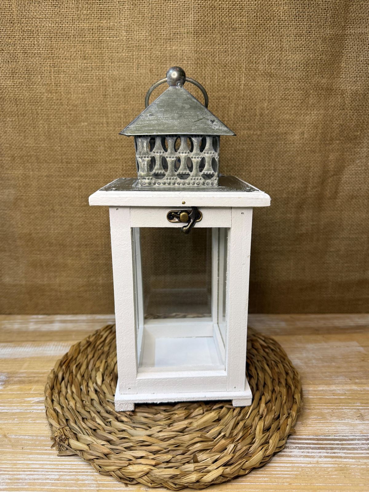 Farol madera blanca pequeño - Imagen 1