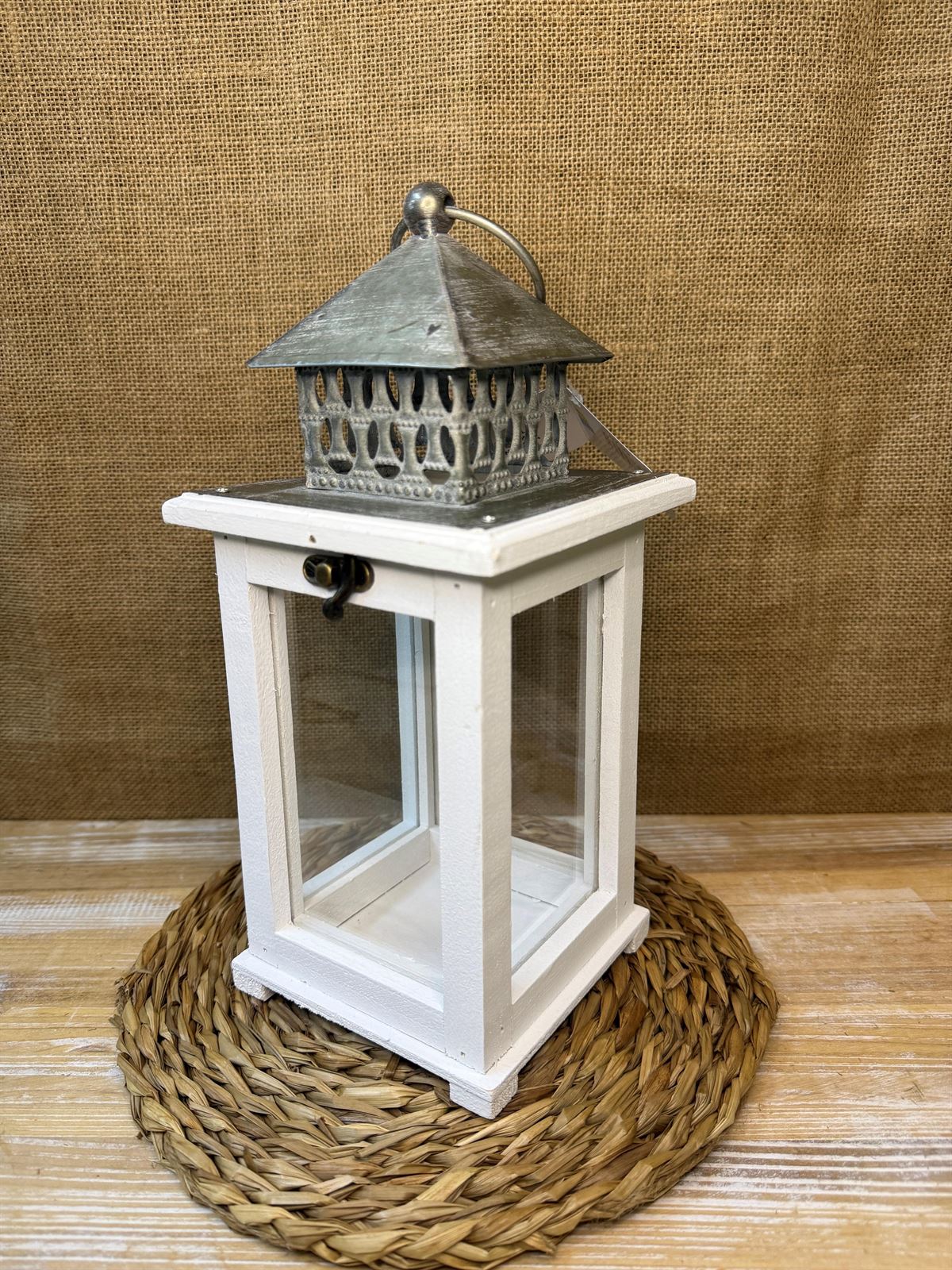 Farol madera blanca pequeño - Imagen 2