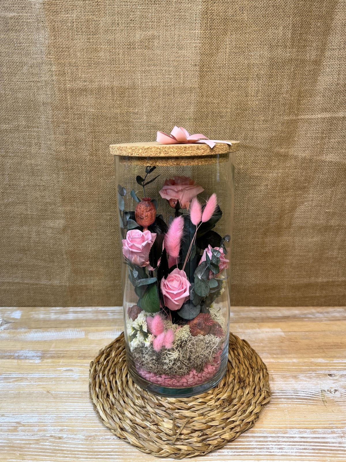 Florero cilindro mediano en tonos rosa - Imagen 1