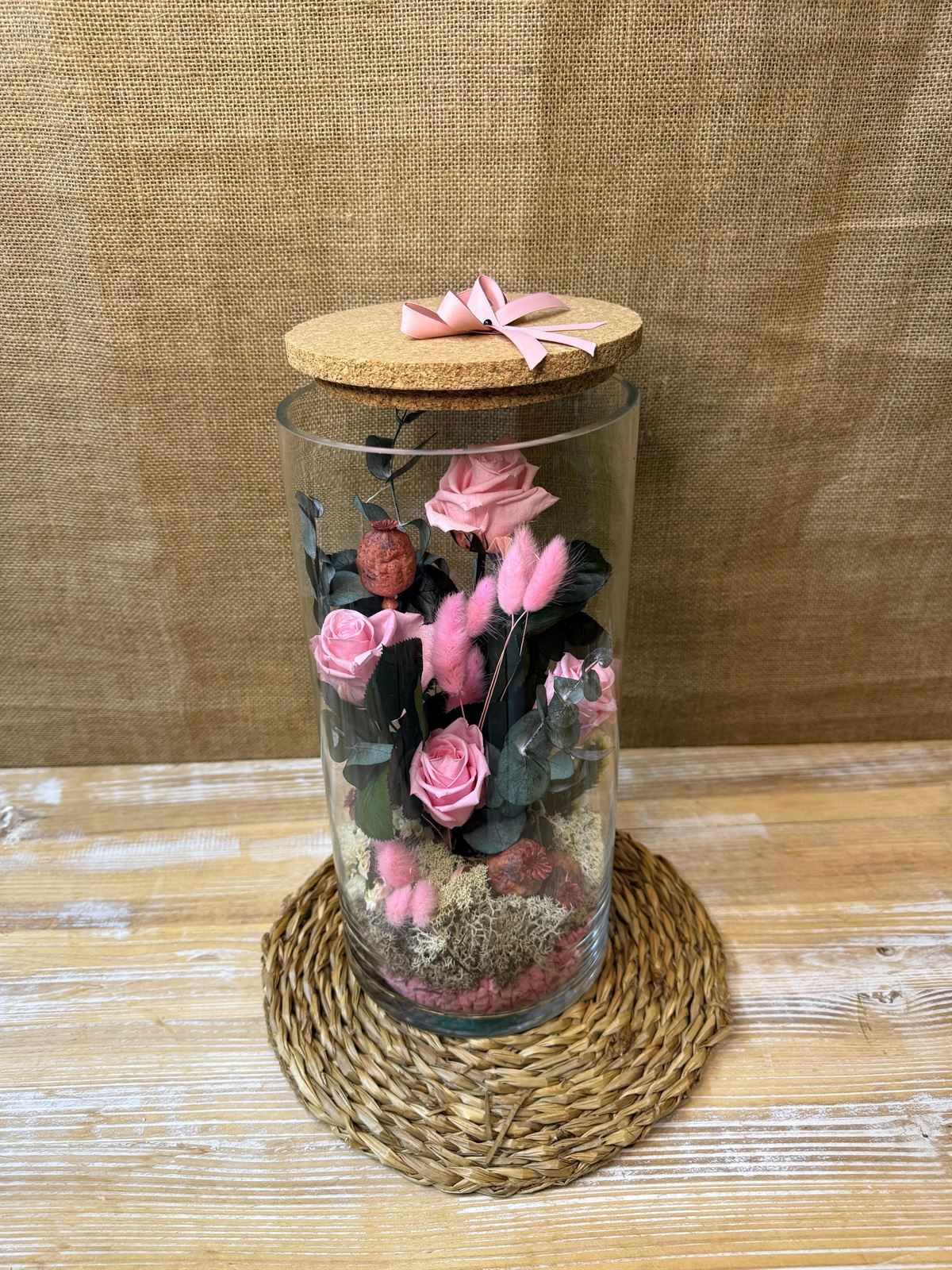 Florero cilindro mediano en tonos rosa - Imagen 5