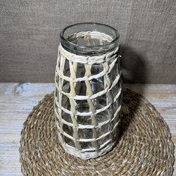 Jarrón de cristal con cuerdas de mimbre - Imagen 2