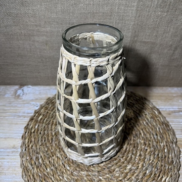 Jarrón de cristal con cuerdas de mimbre - Imagen 2