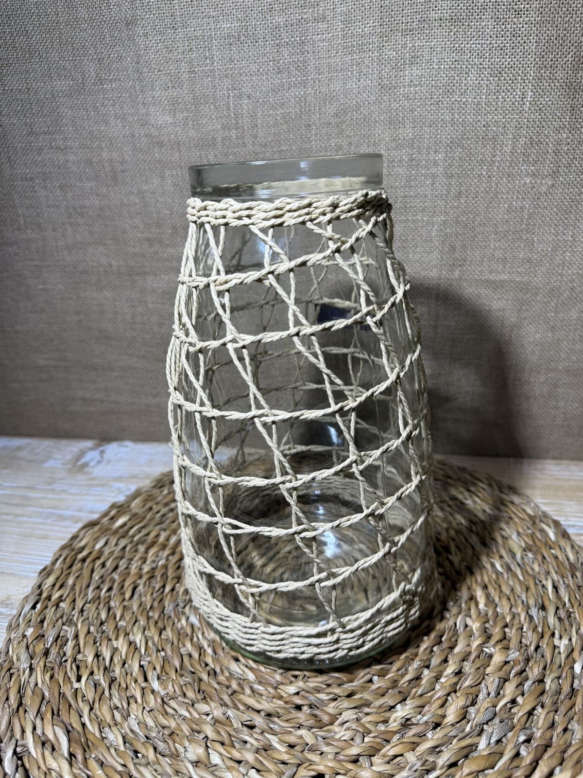 Jarrón de cristal con cuerdas de mimbre - Imagen 7