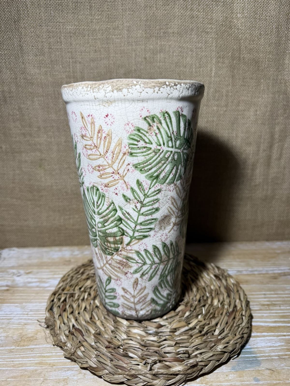 Jarrón gres hojas - Imagen 1