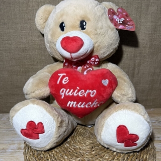 Oso marrón con corazón de "Te Quiero Mucho" - Imagen 1