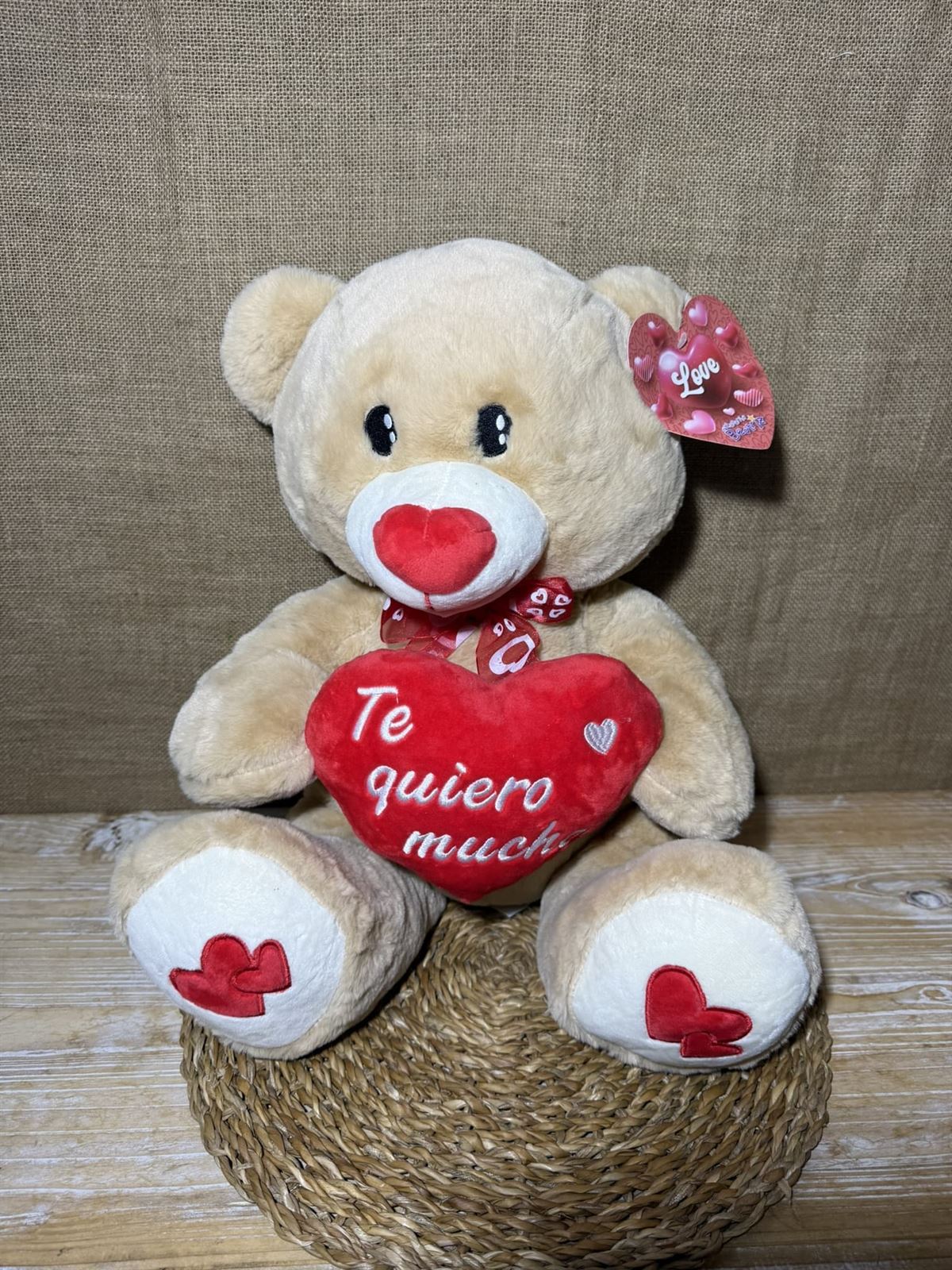 Oso marrón con corazón de "Te Quiero Mucho" - Imagen 3