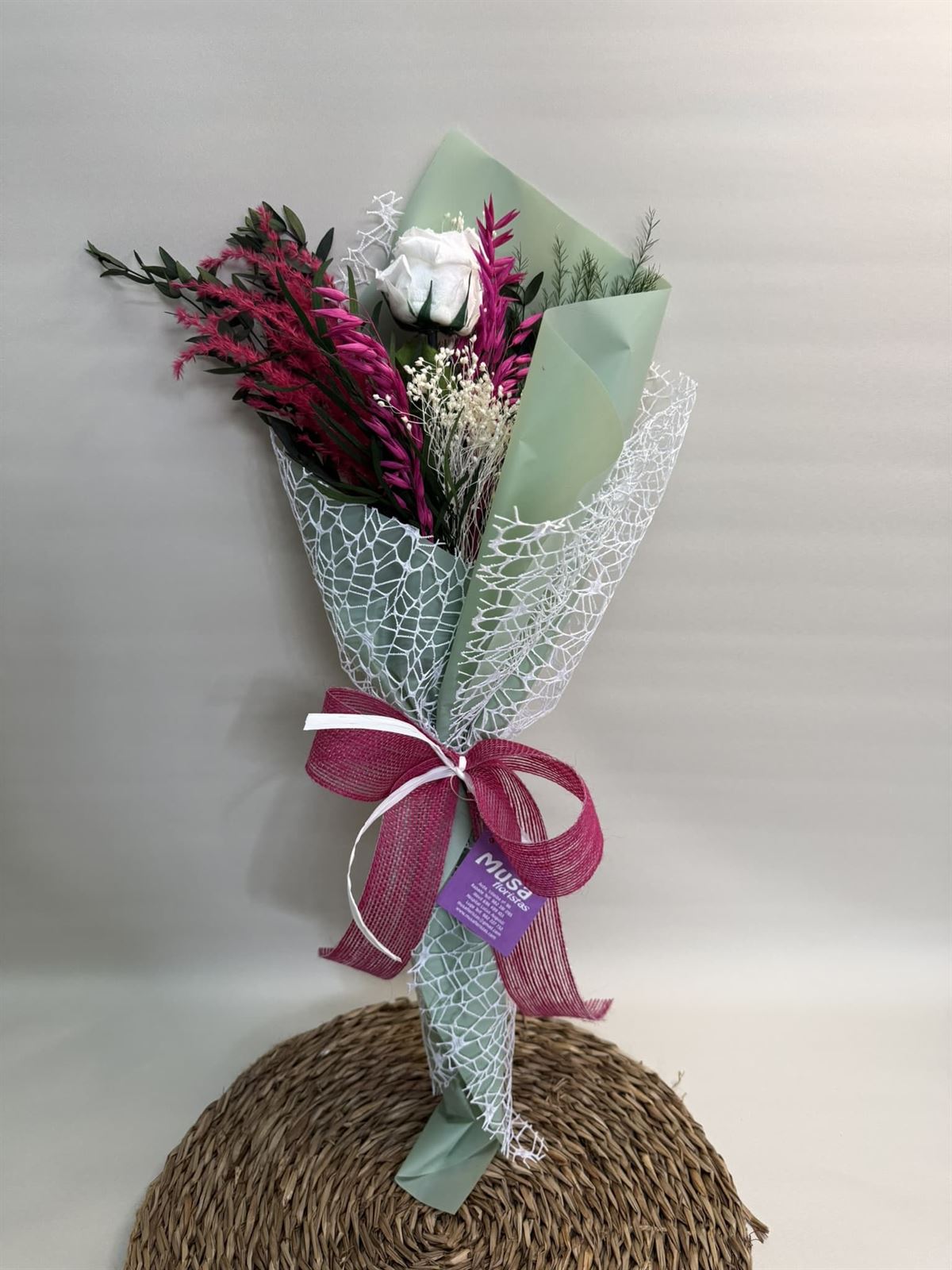 Ramo 1 rosa en tono blanco - Imagen 4