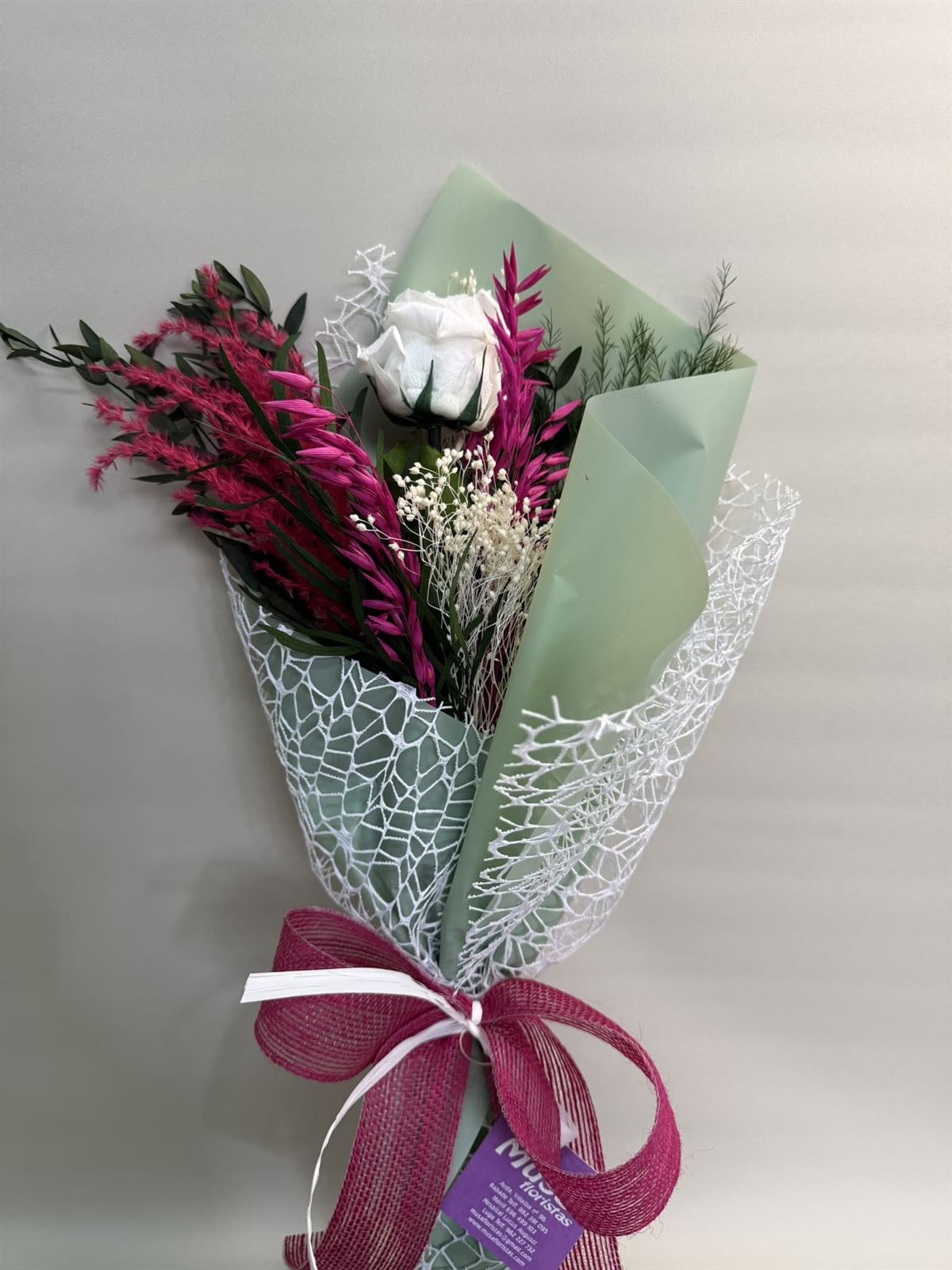 Ramo 1 rosa en tono blanco - Imagen 5