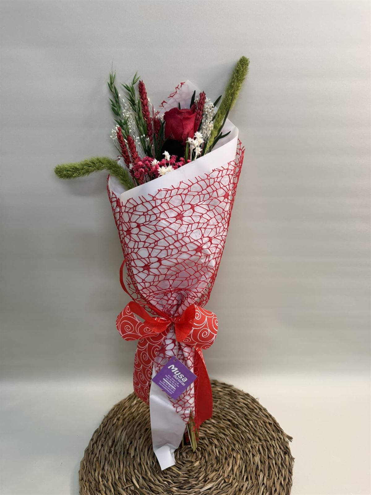 Ramo 1 rosa en tono roja - Imagen 1