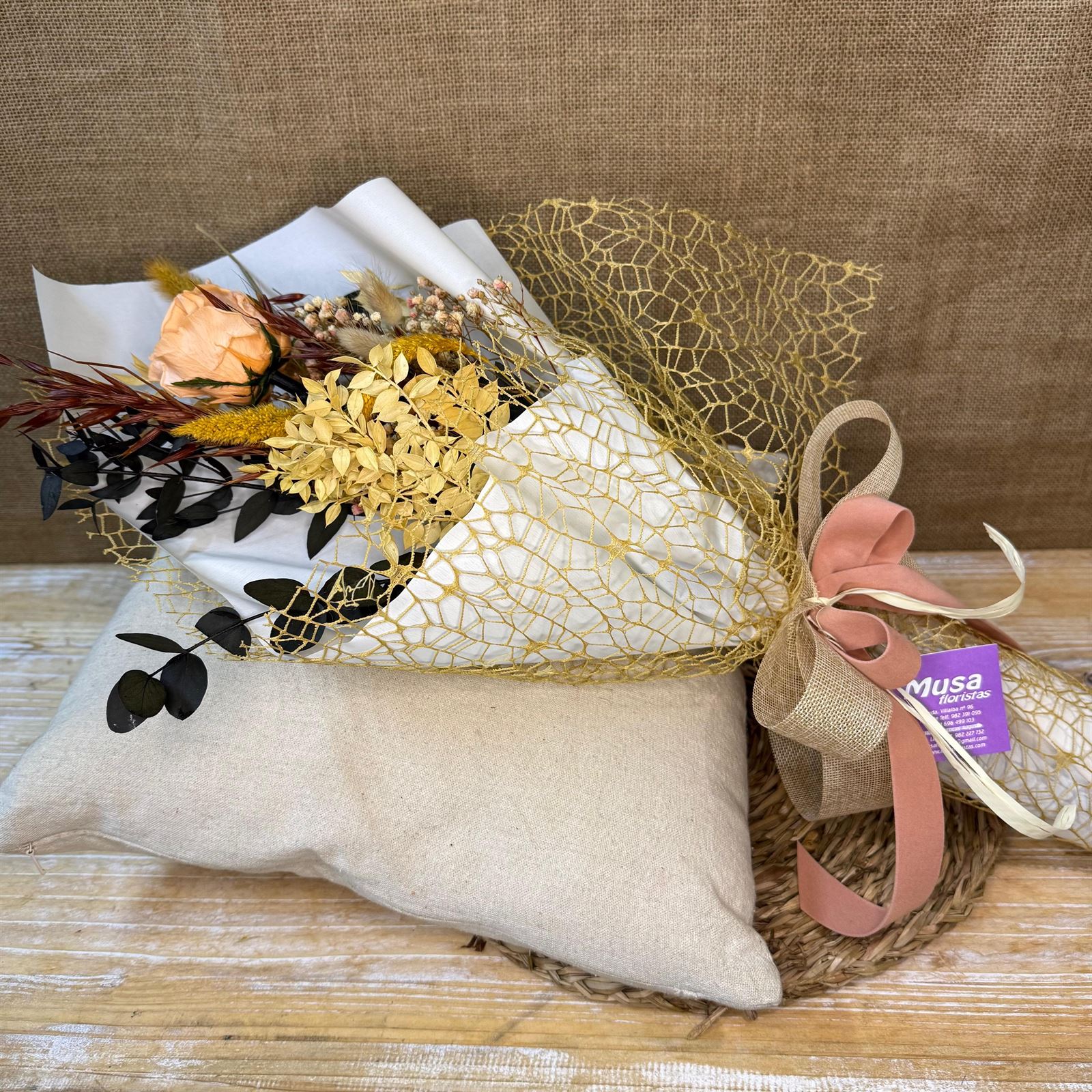 Ramo 1 rosa melocotón - Imagen 3