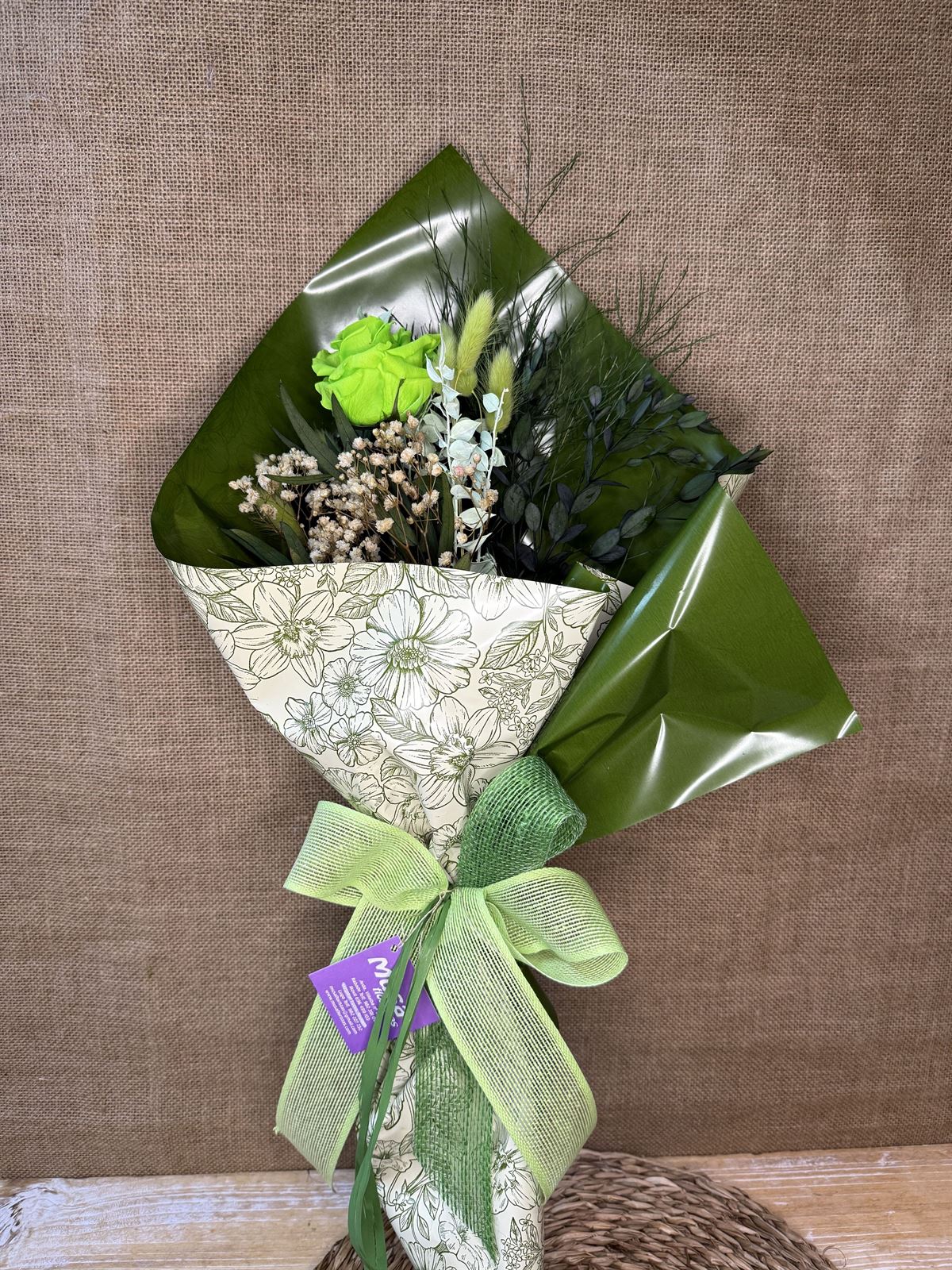 Ramo 1 rosa verde pistacho - Imagen 1