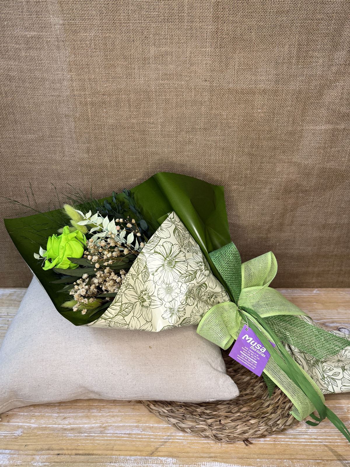 Ramo 1 rosa verde pistacho - Imagen 2