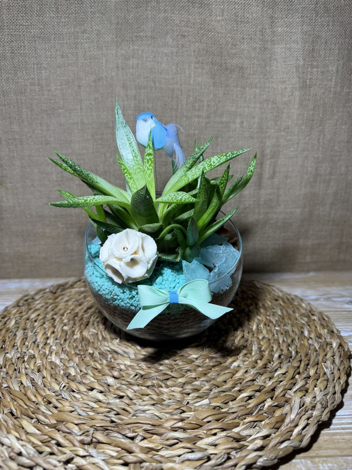 Terrario azul en pecera cortada - Imagen 1