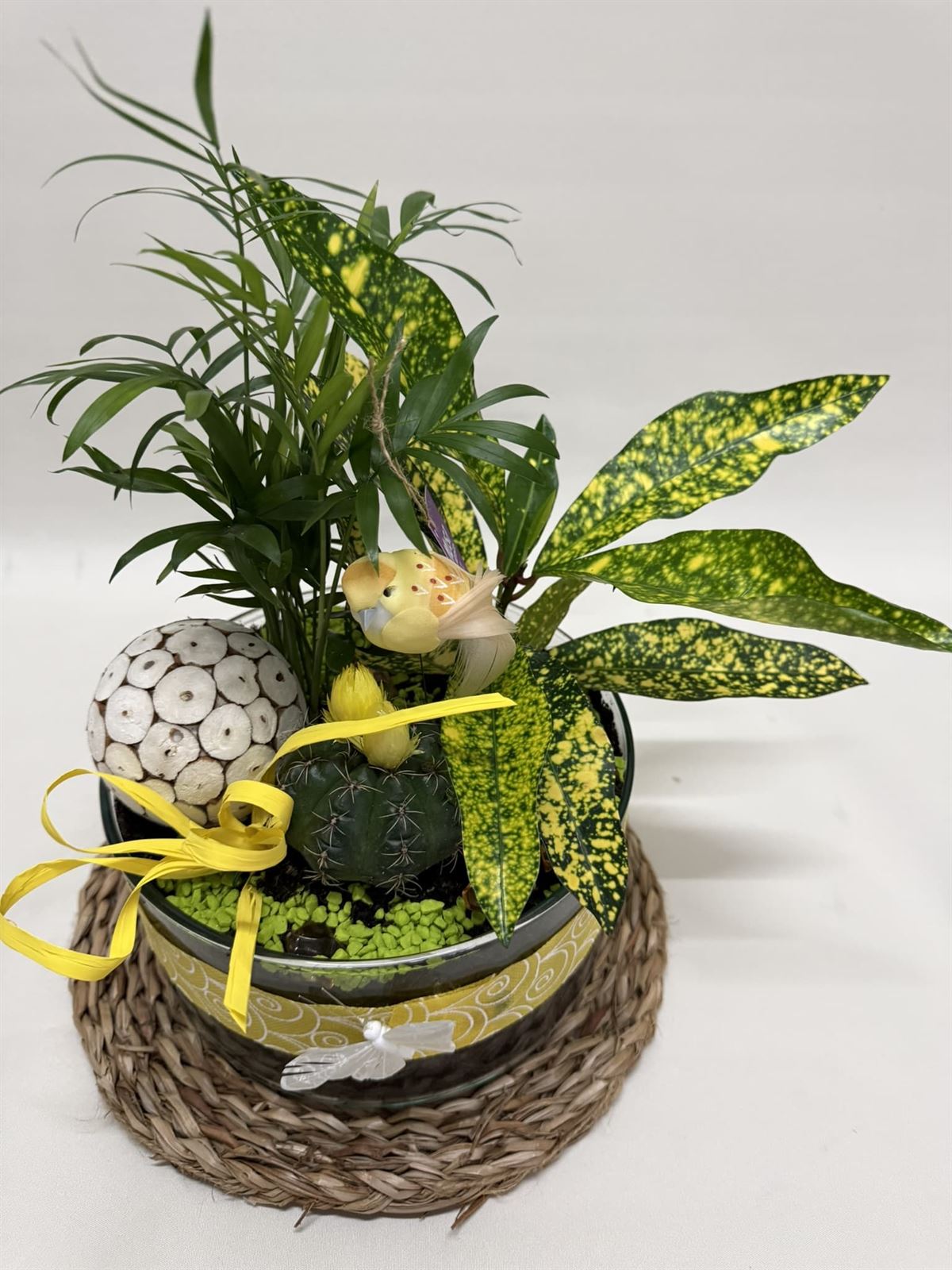 Terrario en base de cristal en tono amarillos - Imagen 2