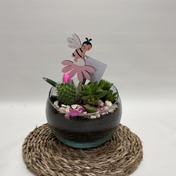 Terrario en base de cristal en tono fucsia - Imagen 1