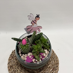 Terrario en base de cristal en tono fucsia - Imagen 2