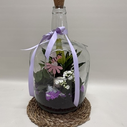 Terrario en base de cristal en tono lila - Imagen 1