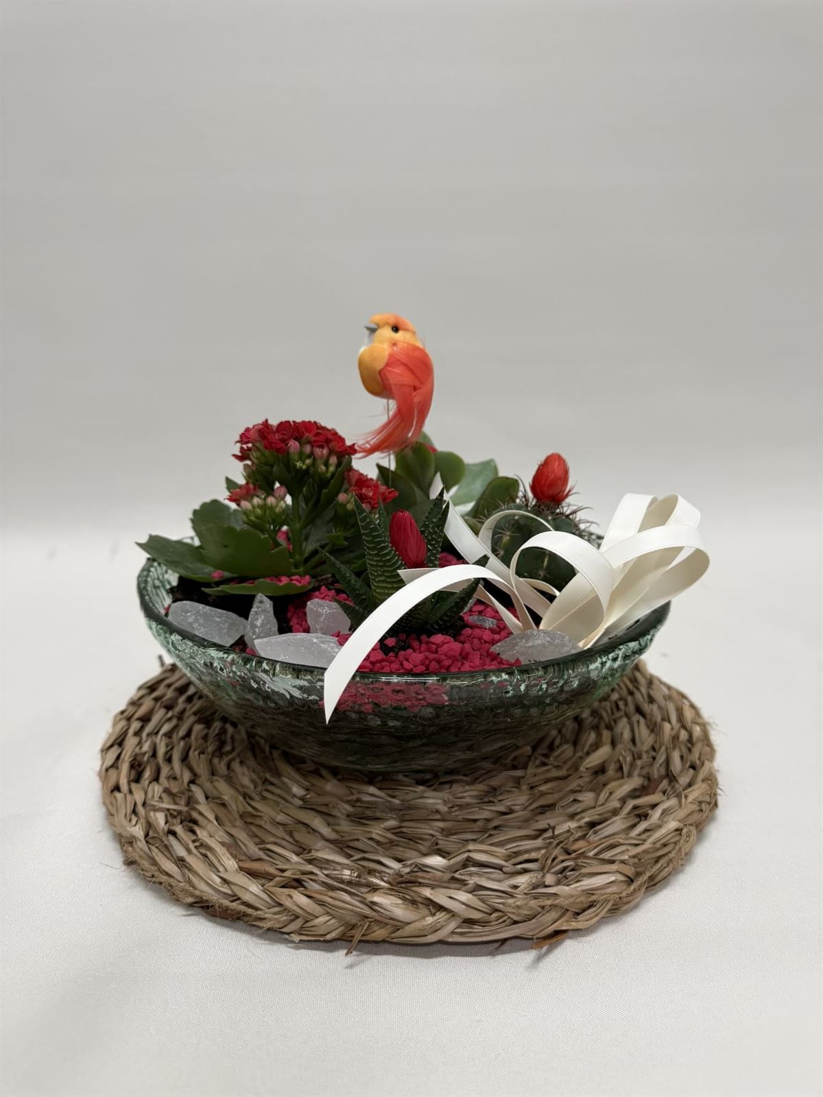 Terrario en base de cristal en tono rojo - Imagen 1