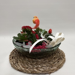 Terrario en base de cristal en tono rojo - Imagen 1