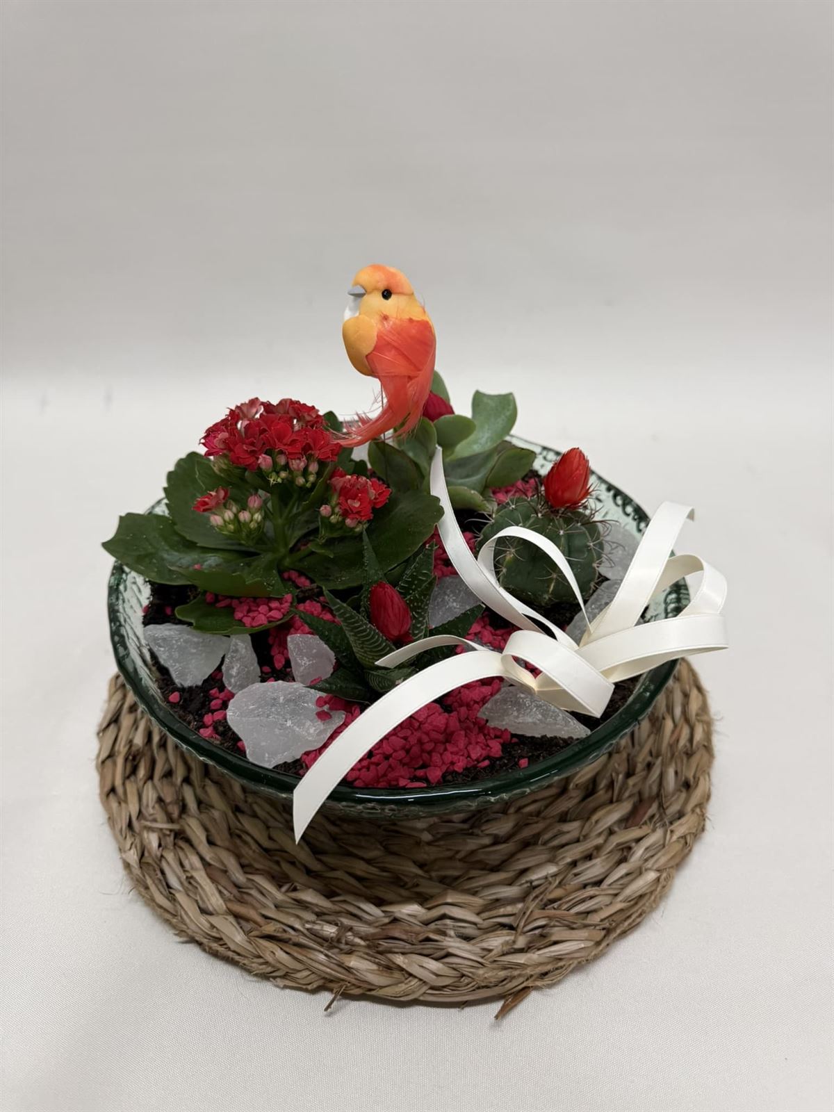 Terrario en base de cristal en tono rojo - Imagen 2