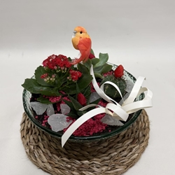 Terrario en base de cristal en tono rojo - Imagen 2