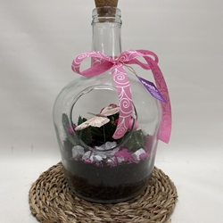 Terrario en base de cristal en tono rosa - Imagen 1