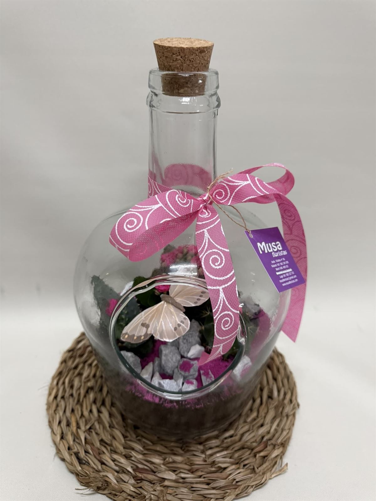 Terrario en base de cristal en tono rosa - Imagen 2