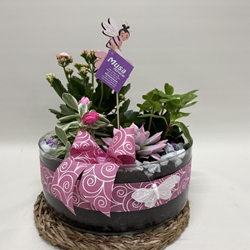 Terrario en base de cristal en tono rosas - Imagen 1