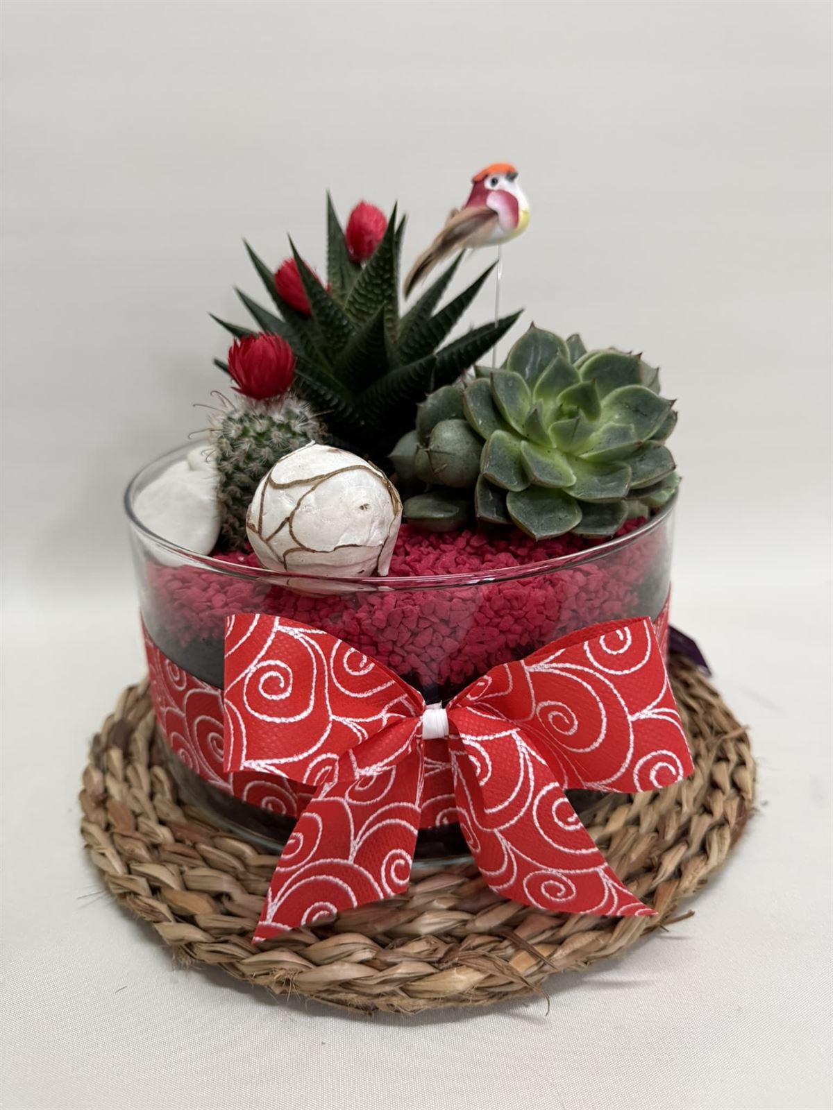 Terrario en base de cristal tono rojo - Imagen 3