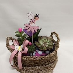 Terrario en base de mimbre en tonos rosa - Imagen 2