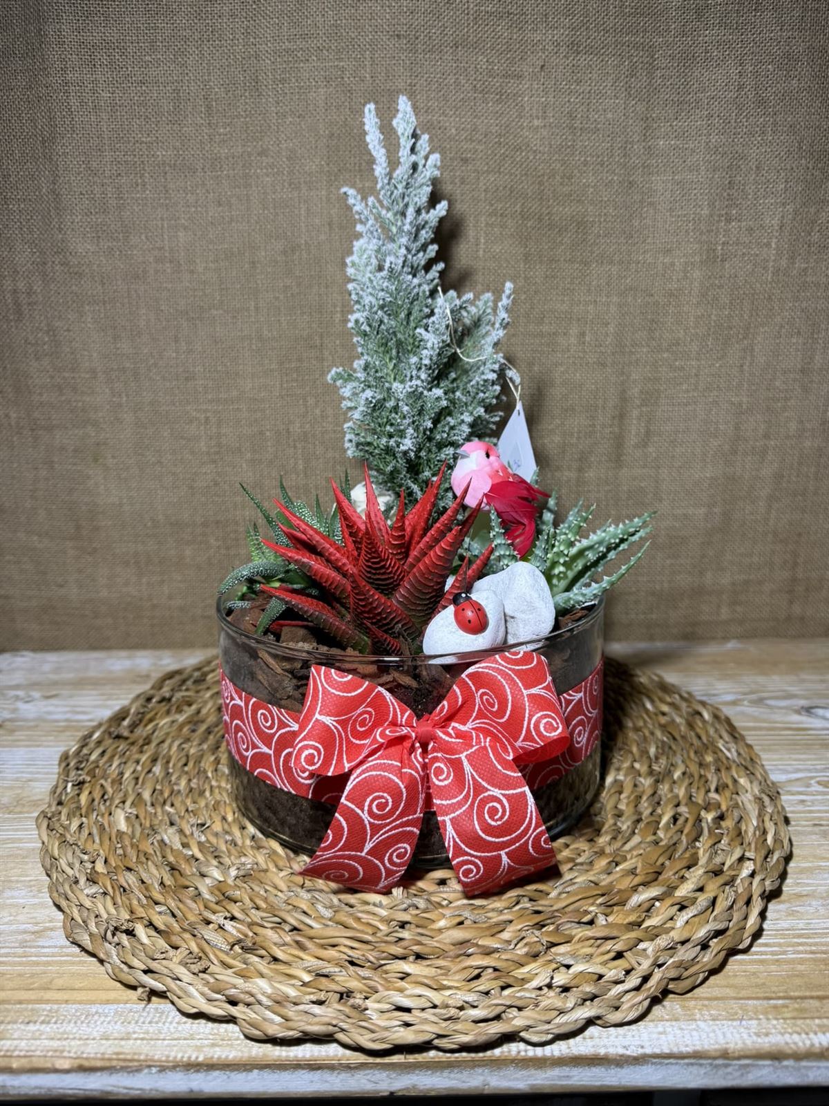 Terrario rojo en cristal - Imagen 1