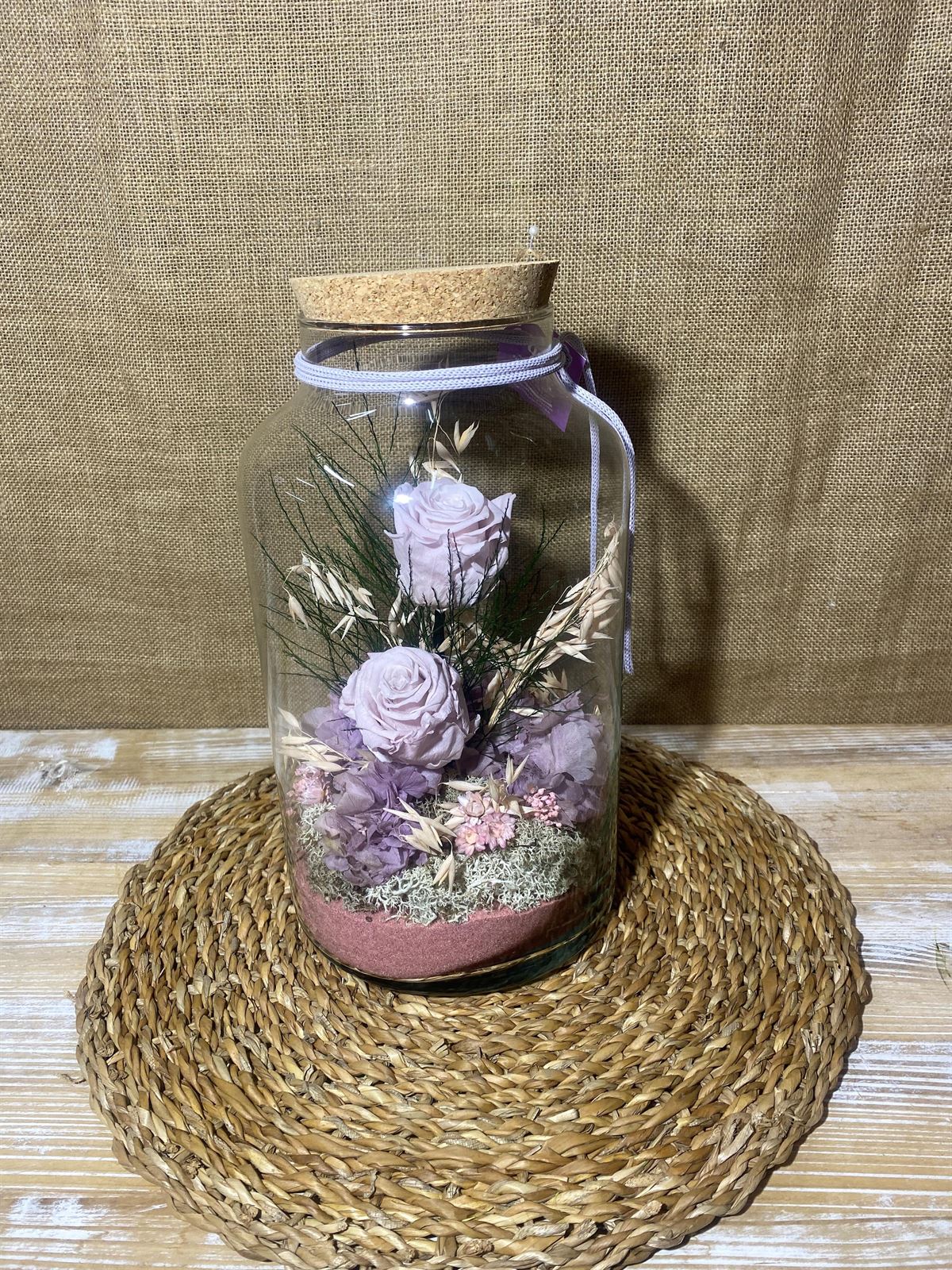 Terrarium con tapa de corcho en tono rosa empolvado - Imagen 1