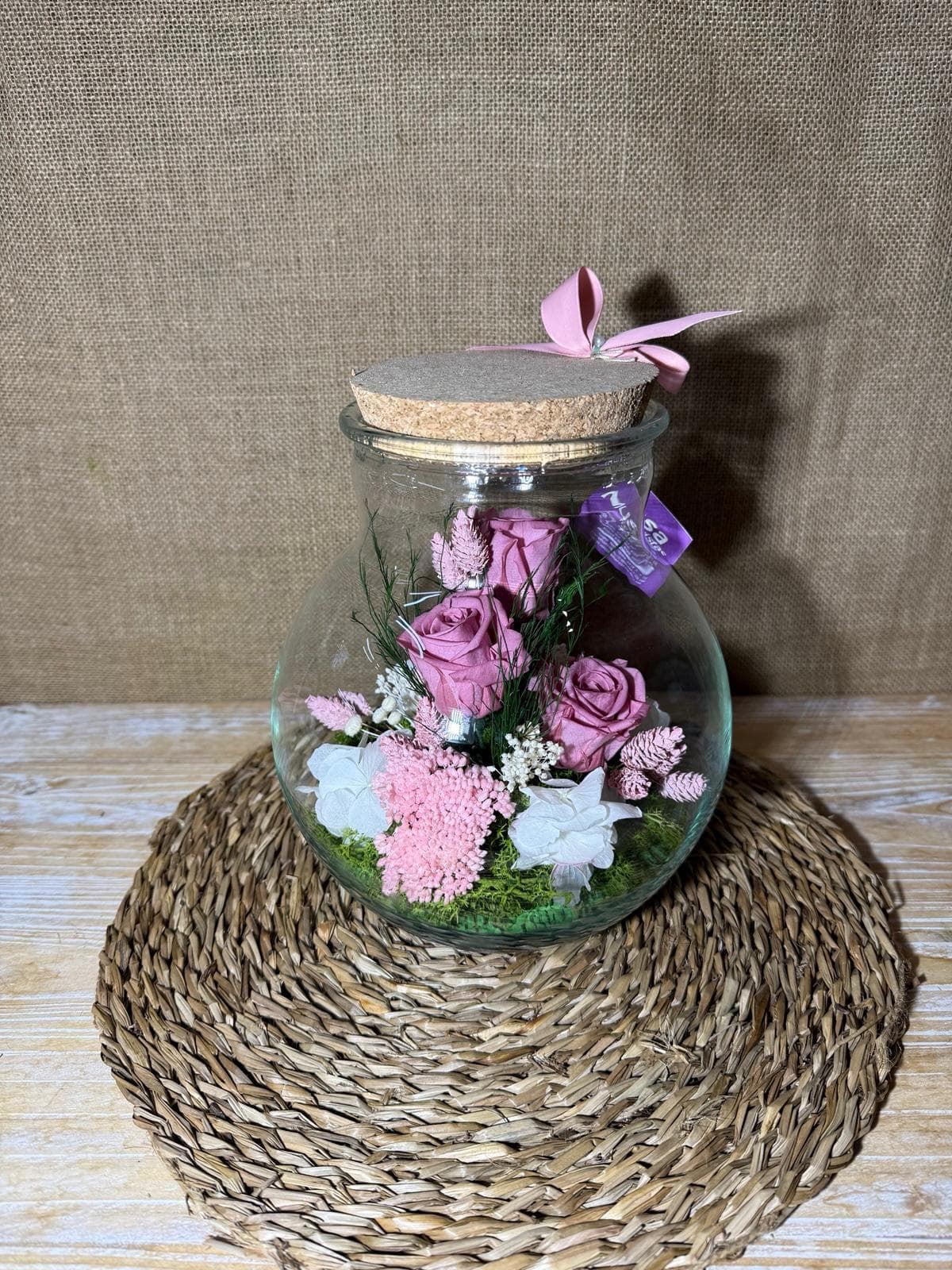 Terrarium con tapa de corcho en tonos bloosom - Imagen 1