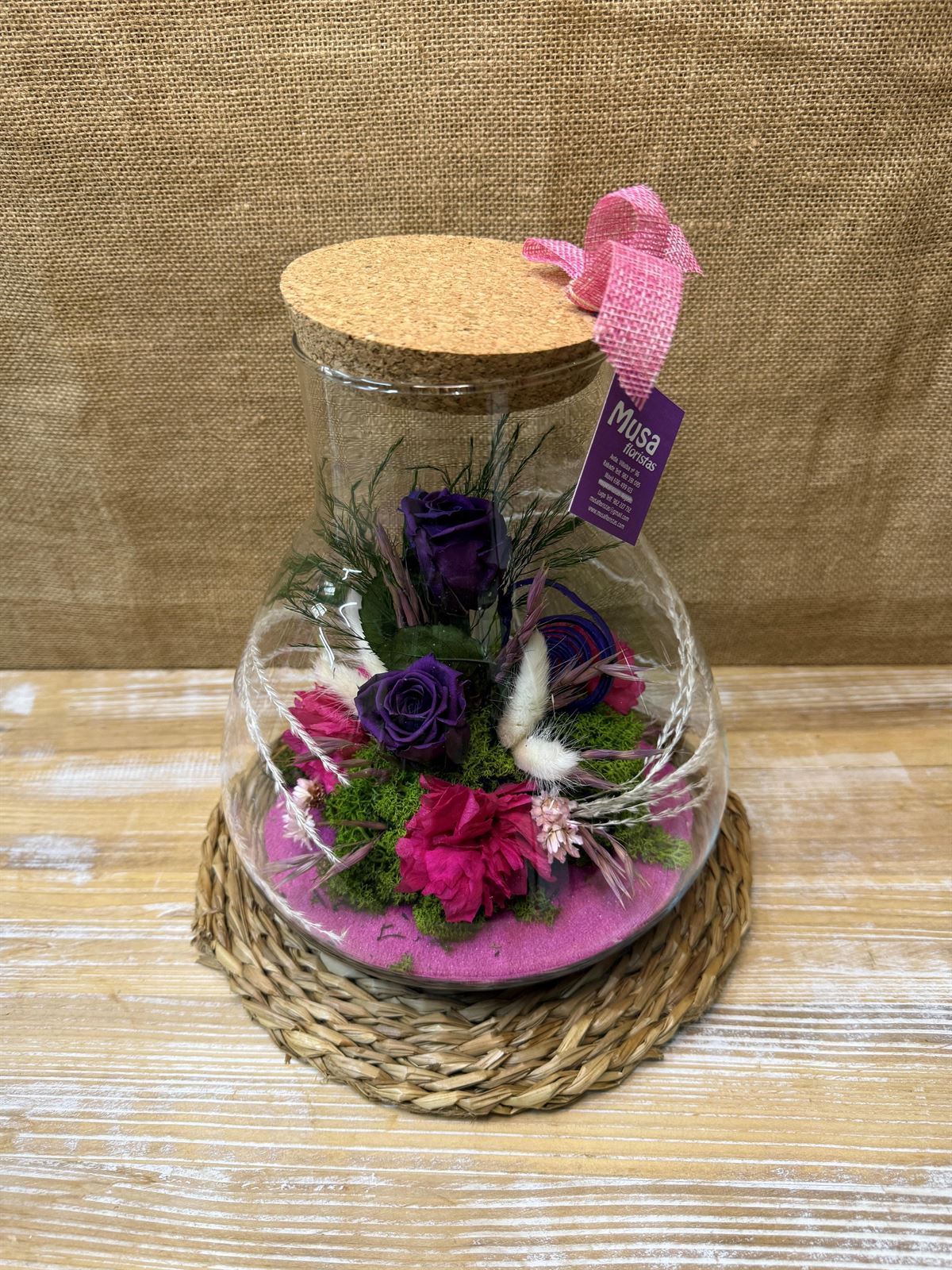Terrarium con tapa de corcho en tonos lila y fucsia - Imagen 4