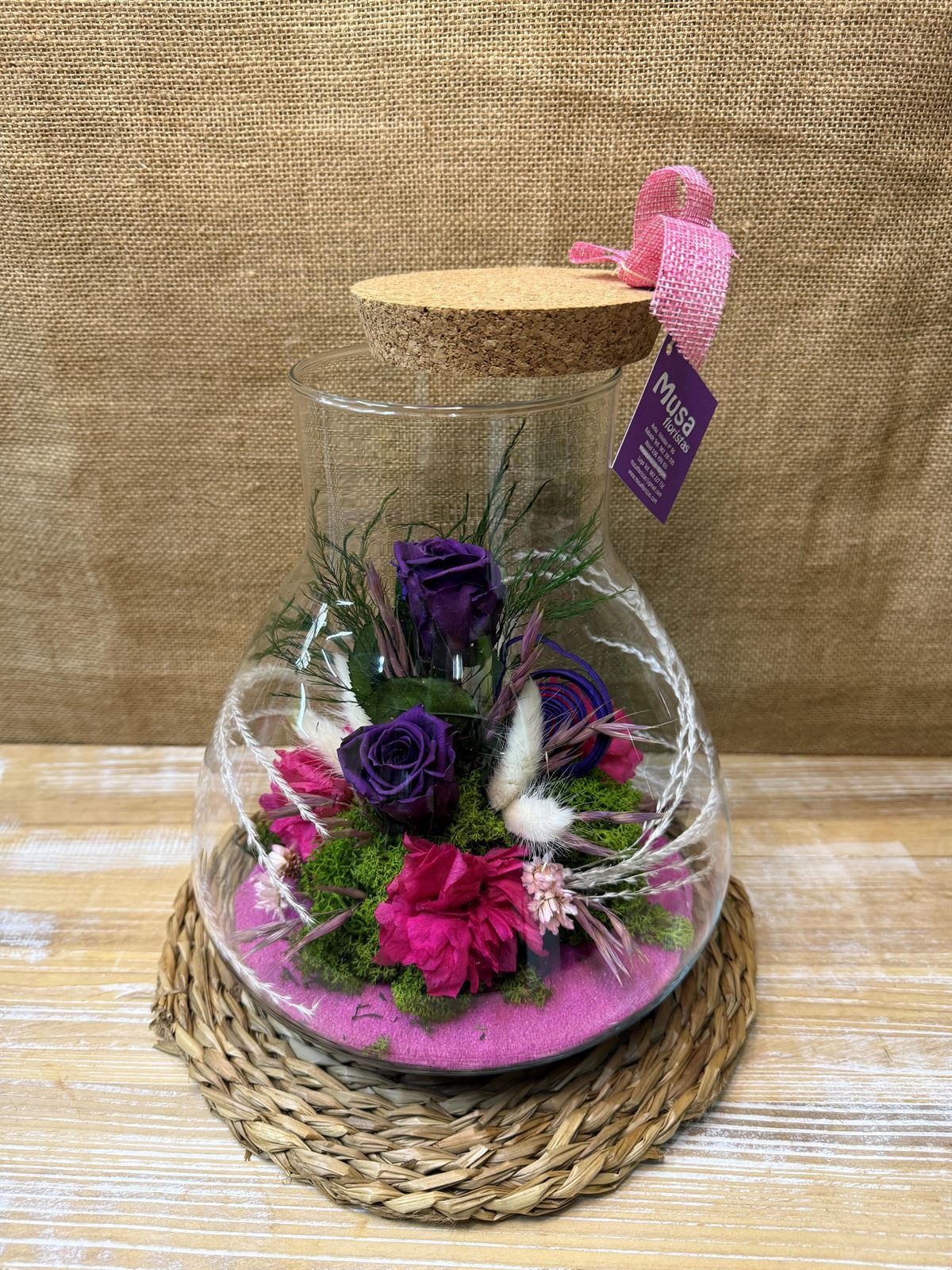 Terrarium con tapa de corcho en tonos lila y fucsia - Imagen 5