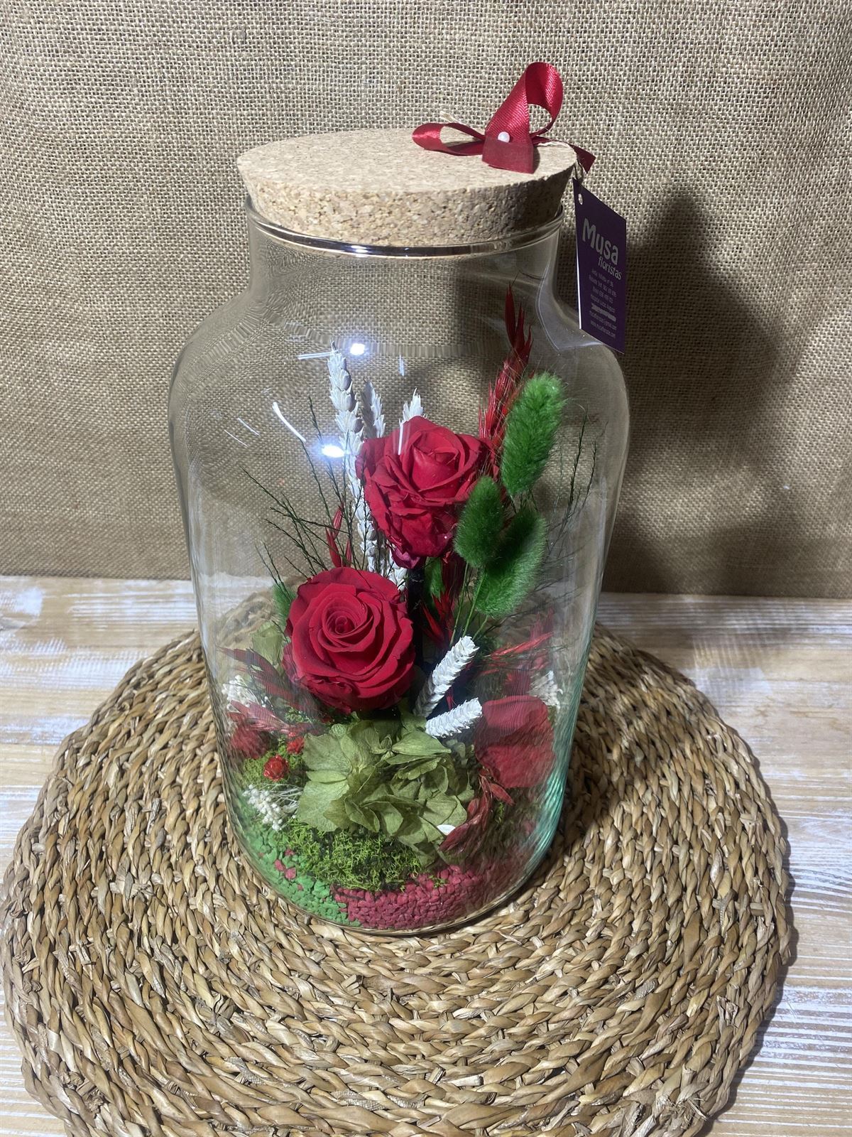 Terrarium con tapa de corcho en tonos rojos - Imagen 2