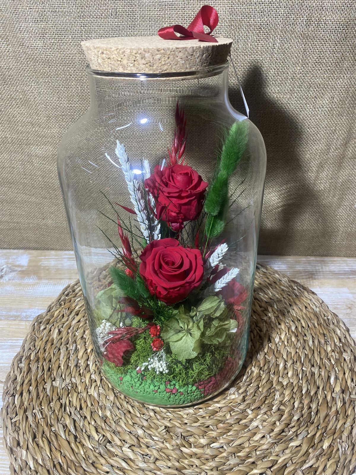 Terrarium con tapa de corcho en tonos rojos - Imagen 3