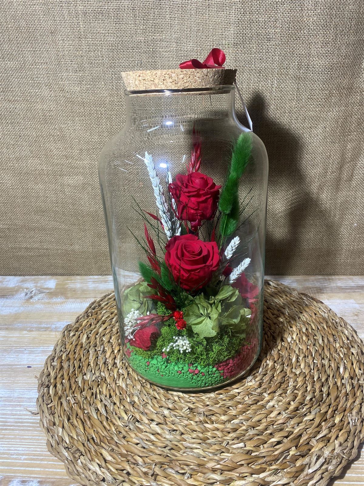 Terrarium con tapa de corcho en tonos rojos - Imagen 4