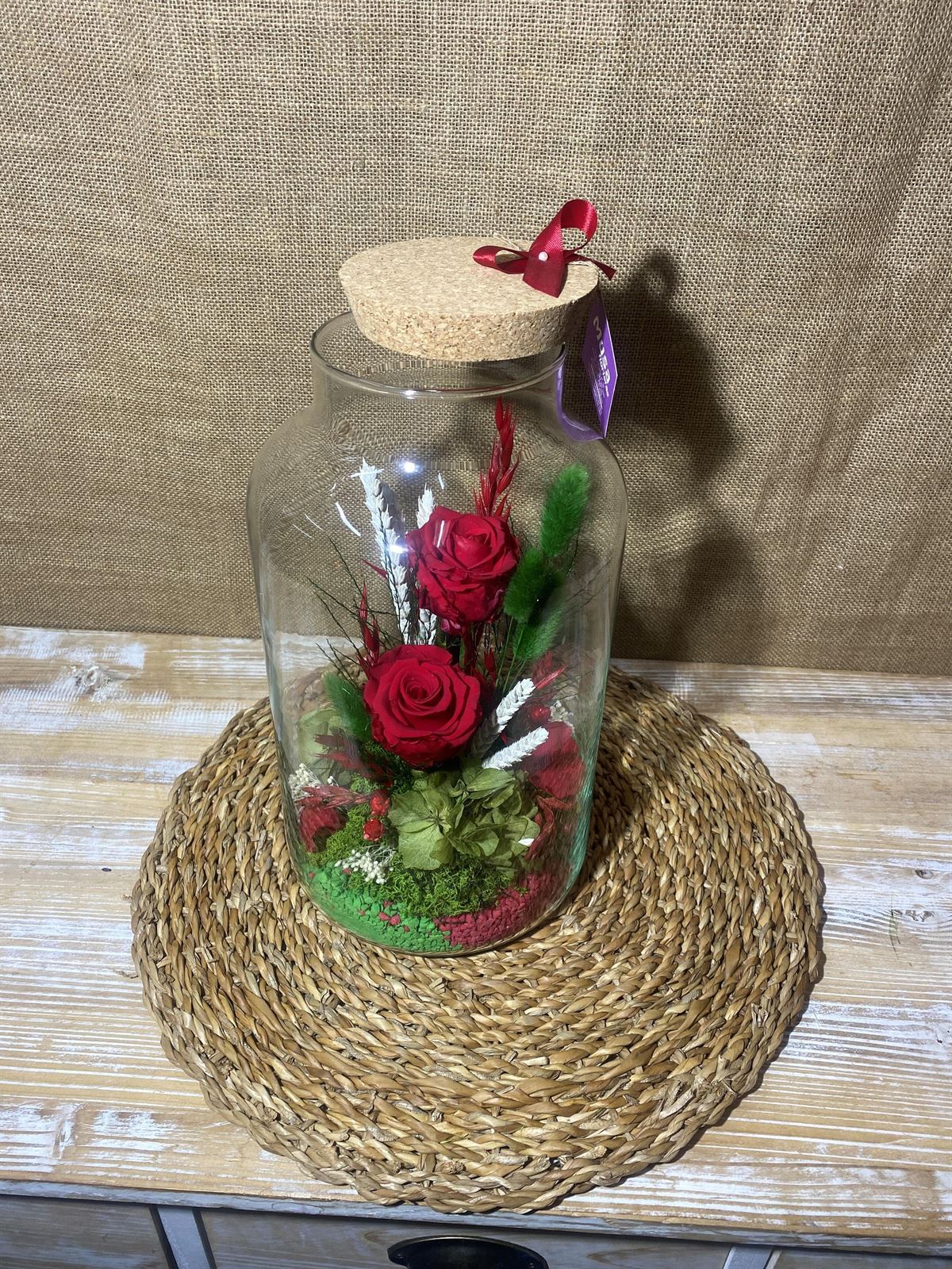 Terrarium con tapa de corcho en tonos rojos - Imagen 6