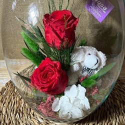 Terrarium con tapa de corcho en tonos rojos - Imagen 2