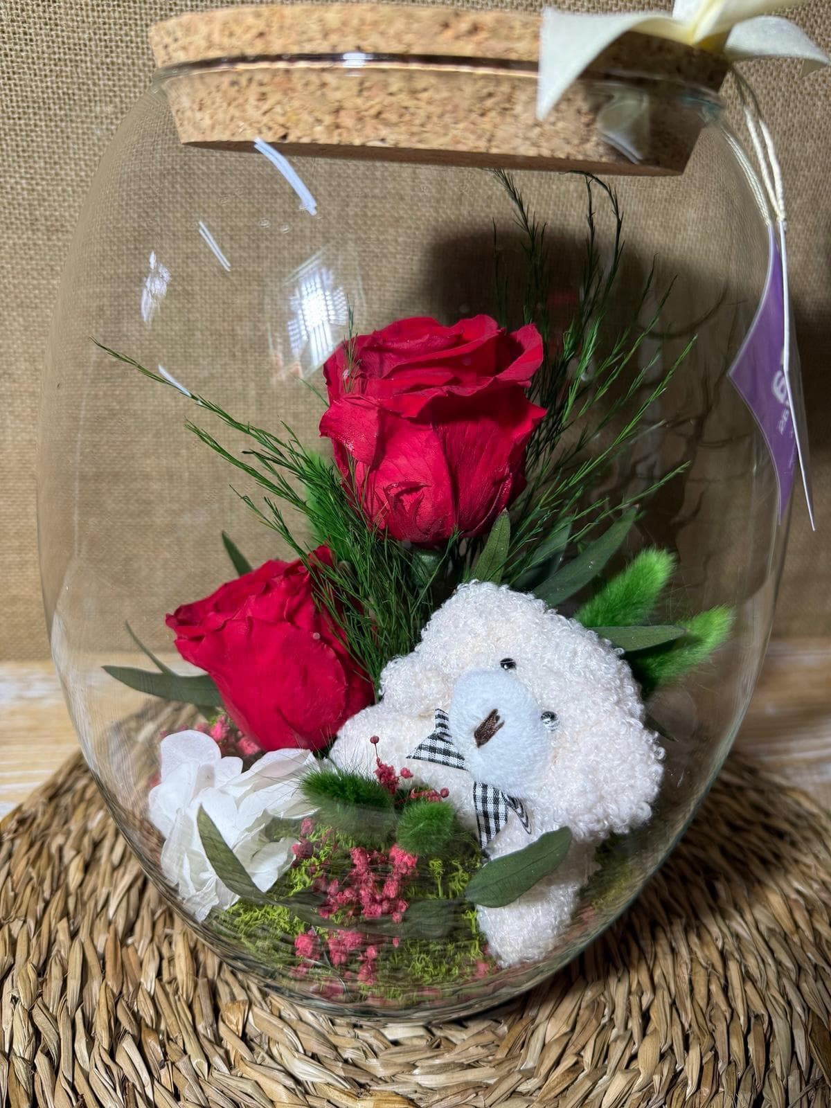 Terrarium con tapa de corcho en tonos rojos - Imagen 3