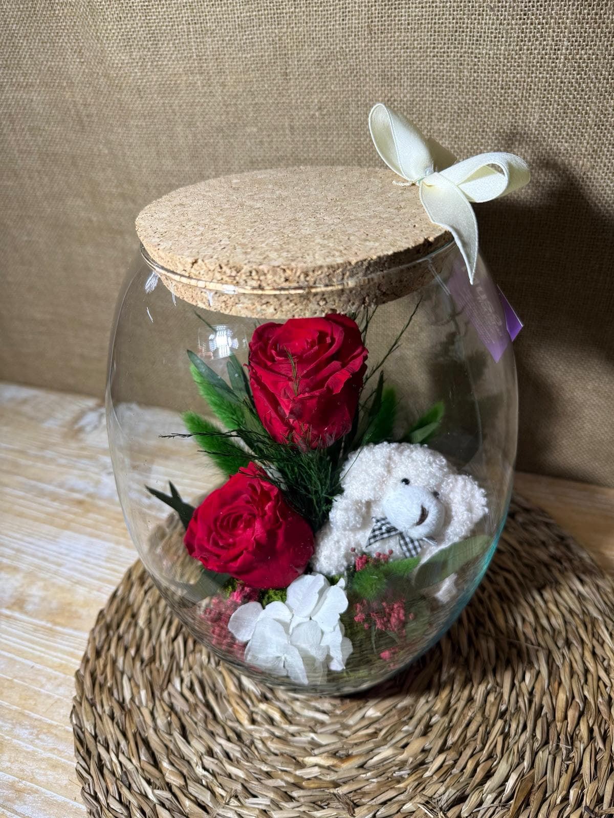 Terrarium con tapa de corcho en tonos rojos - Imagen 4