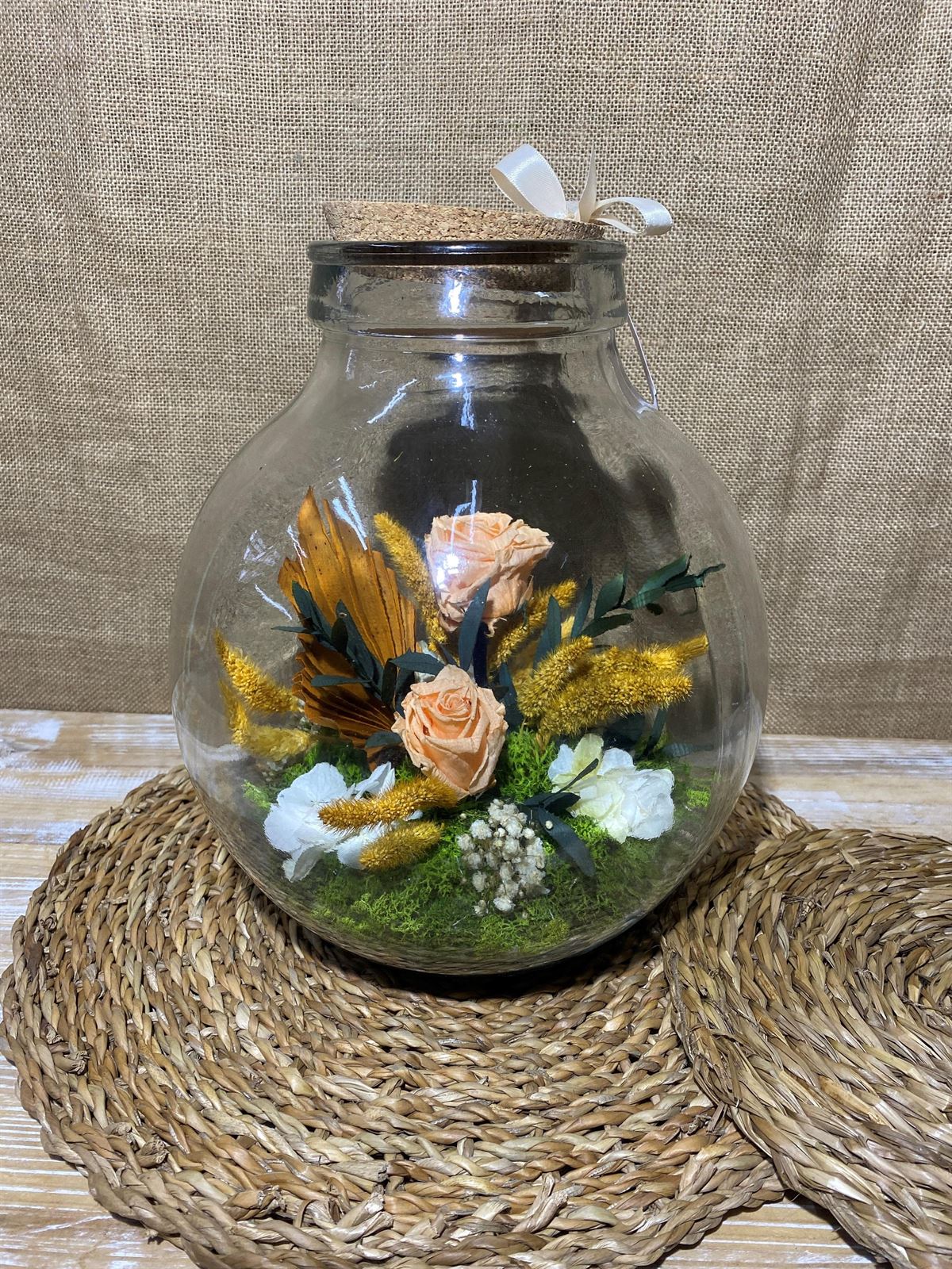 Terrarium con tapa de corcho tonos melocotón - Imagen 1