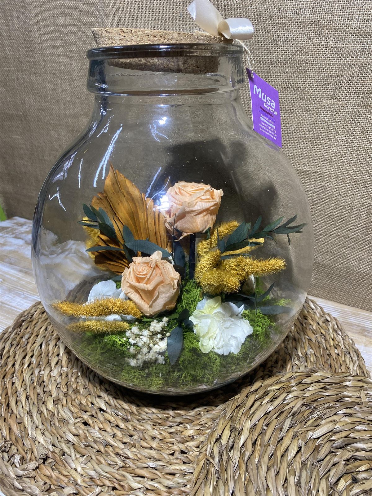 Terrarium con tapa de corcho tonos melocotón - Imagen 2
