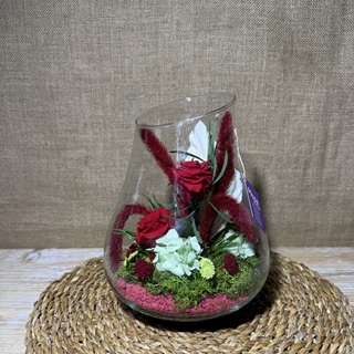Terrarium kumbolo en tonos rojos - Imagen 1