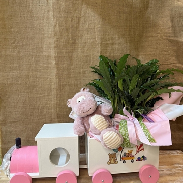 Tren de madera color rosa - Imagen 2